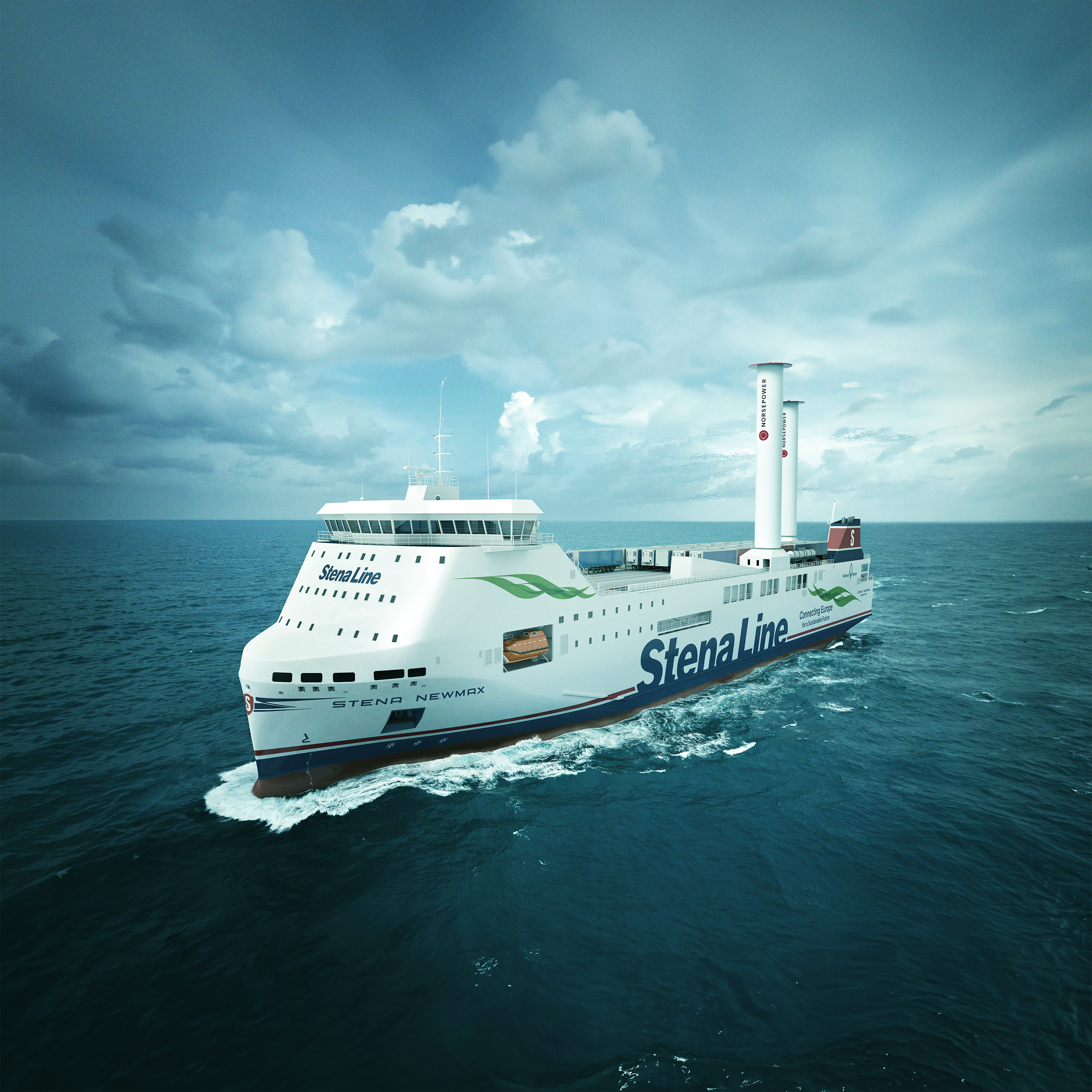 STENA CONNECTA mit Rotorsegeln - Bildquelle: Stena RoRo